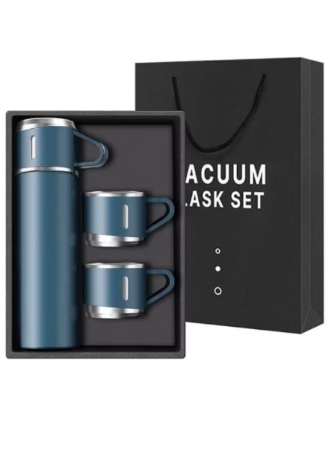 Vacuum Flask كوب ترمس أصلي سعة 500 مل مع 3 أكواب - ازرق - Image 2